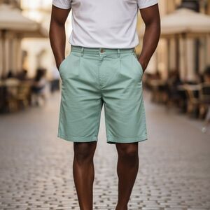 NWT Red Bank Men’s Relaxed Fit Pale Green Chino Shorts - Size 40